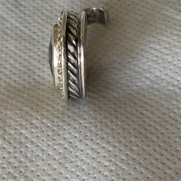 David Yurman 18k & Sterling Smoky Quartz & Pave Diamond Albion Enhancer Pendant - Picture 9 of 14
